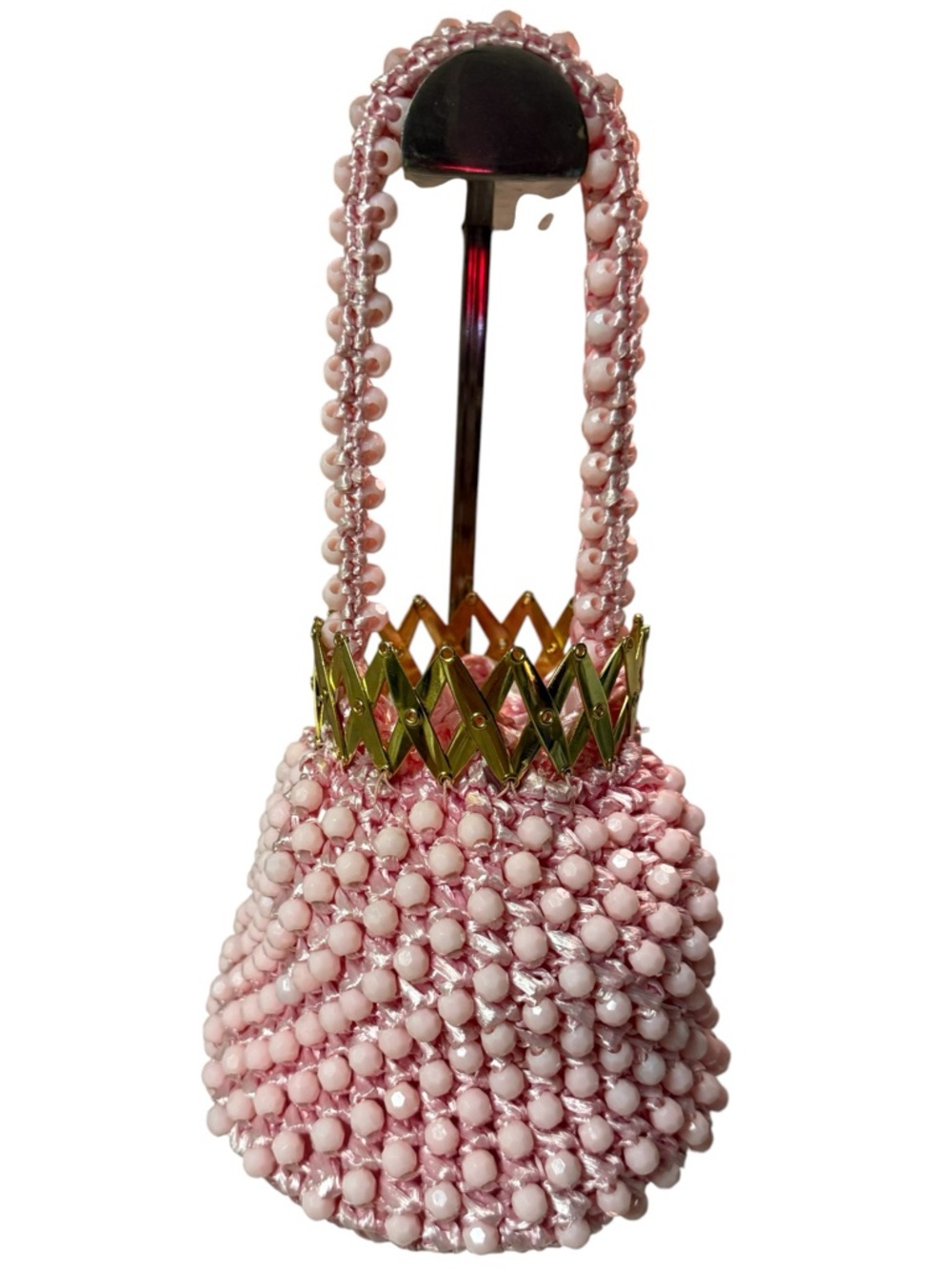 Vintage 1950s La Regale Pink Beaded Gate Top Purse - Very Good Used Condition - Picture 3 of 14